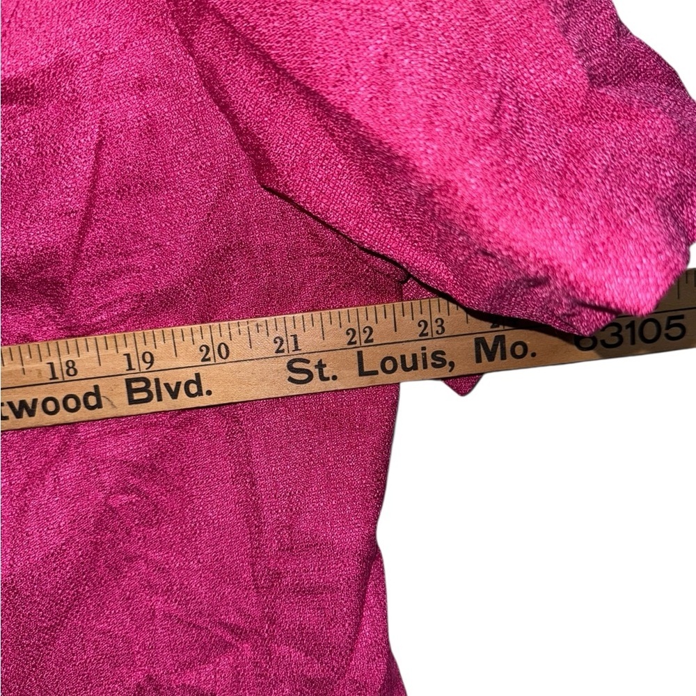 Joan Leslie Woman Fuchsia Textured Blouse 16W Shoulder Pads - Picture 6 of 8